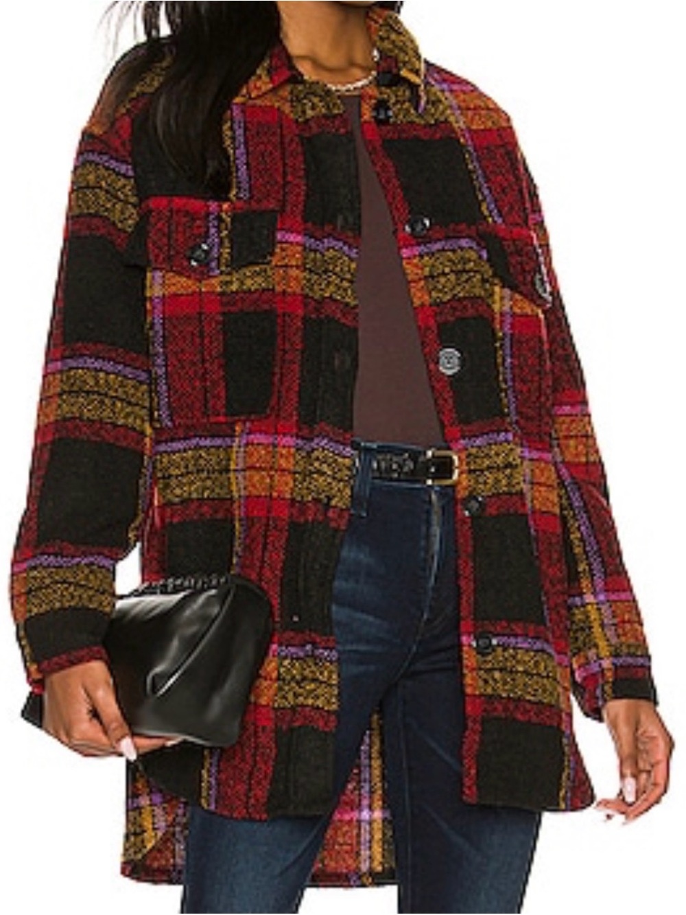 Sanctuary Midi Carson-Plaid Coat in Red, Black & Gold